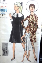 7186 VOGUE 60S FASHION SLVS/COLLAR OR NOT TIE A-DRESS PATTERN 14